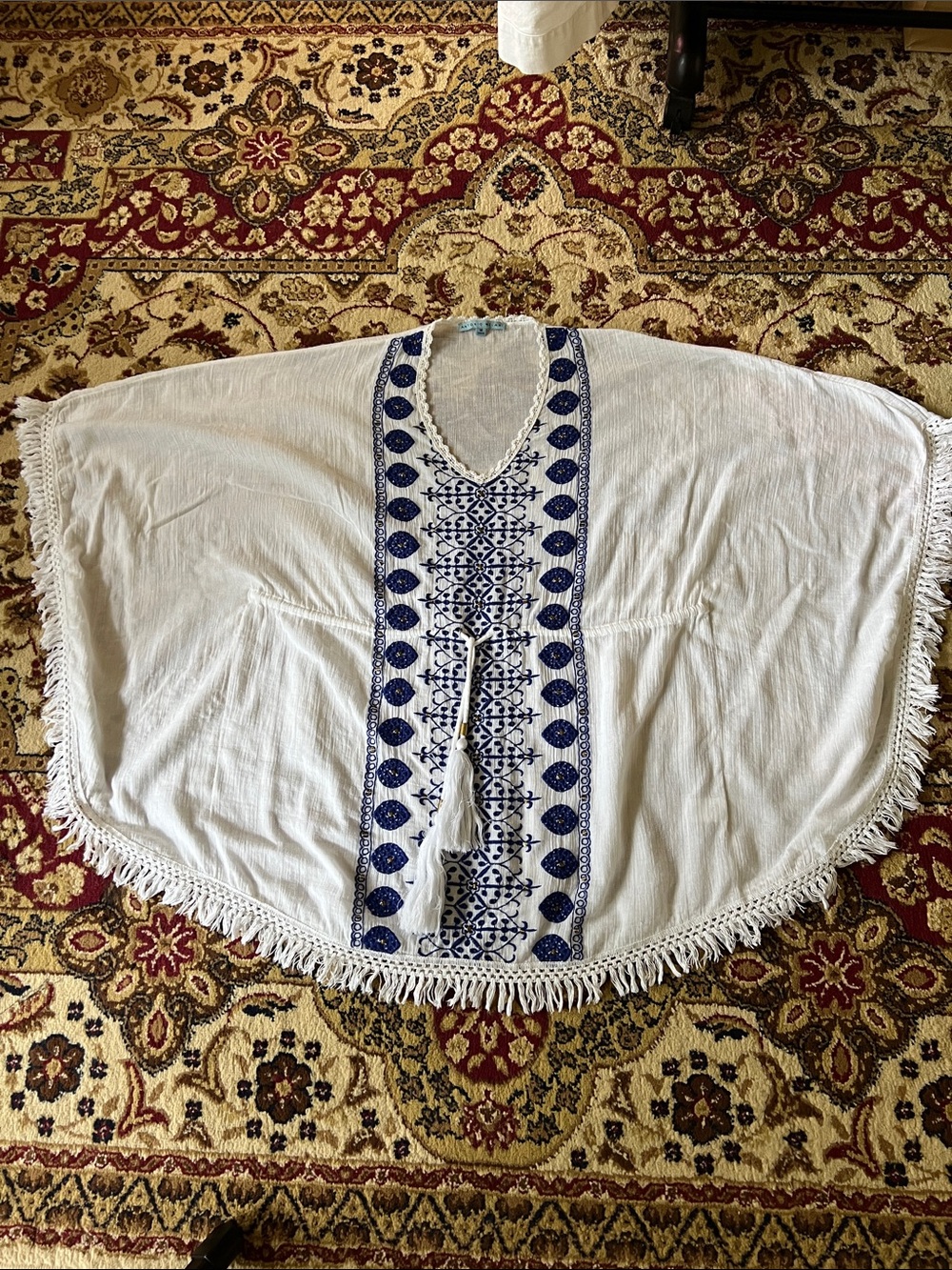ANTONIO MELANI White Tunic with Blue Embroidery